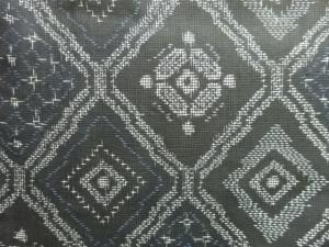 アンティーク　斜め格子に抽象模様織り出し本場村山泥大島紬着物アンサンブル